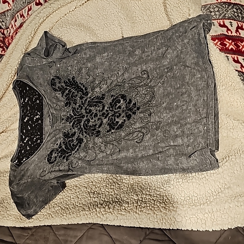 Gray Embellished Women's Top